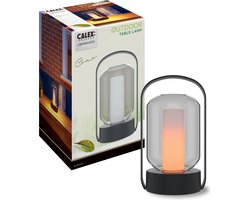 Calex Oplaadbare Tafellamp Como - Draadloos - Vuureffect - Warm Wit Licht - Accu - Touch - Waterdicht - Decoratie voor Tuin, Woonkamer, Slaapkamer - Sfeerverlichting - Zwart