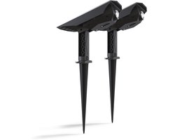 Calex Padoa Solar Prikspot - 2 stuks - Tuinspot - Zonne-energie - Waterdicht - Dag Nacht Sensor - Warm Wit Licht - Zwart