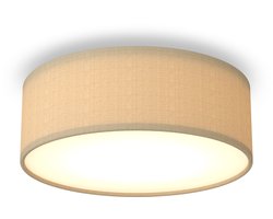 Calex Plafondlamp, Stoffen Kap, Excl. E27 Fitting, Moderne Ronde Plafonnière, Taupe, 30 cm
