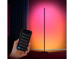 Calex Slimme LED Vloerlamp - Smart Wifi Hoeklamp - Staande Lamp - Sfeerverlichting Dimbaar RGB en Wit Licht - Bediening via App - 140cm