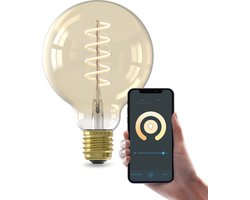 Calex Smart Filament LED Lamp - E27 - Warm Wit Licht - Goud - Slimme Verlichting - G95 - 7W