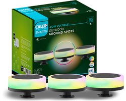 Calex Smart Outdoor 24v Tuinverlichting - Set van 3 Padverlichting - Slimme Grondspot - RGB en Warm Wit Licht - Zwart
