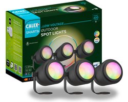 Calex Smart Outdoor 24v Tuinverlichting - Set van 3 Slimme Grondspots - RGB en Warm Wit Licht - Zwart