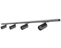 Calex Smart Railsysteem Verlichting - 2 Meter - Inclusief 4 Slimme GU10 Spots - Opbouwspot - Mat Zwart - 1 Fase