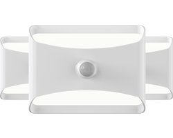 Calex Spot On Draadloze Wandlamp - Set van 3 stuks - Op Batterij - Eenvoudige installatie - Warm Wit licht - Trapverlichting met Bewegingssensor - Wit