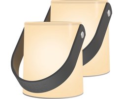 Calex Stedo Glazen Tafellamp - 2 stuks - Draagbare LED lamp met handvat - Op Batterijen - Ideaal voor in de tuin of camping - Warm Licht - Incl Timer