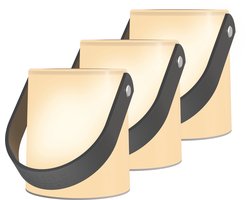 Calex Stedo Glazen Tafellamp - 3 stuks - Draagbare LED lamp met handvat - Op Batterijen - Ideaal voor in de tuin of camping - Warm Licht - Incl Timer