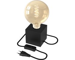 Calex Tafellamp Vierkant - E27 - Zwart - Incl. G125 Filament lichtbron