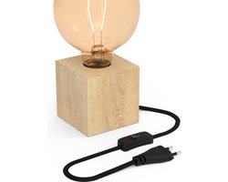 Calex Tafellamp Vierkant - Industrieel - E27 Fitting -  Hout - Excl. lichtbron