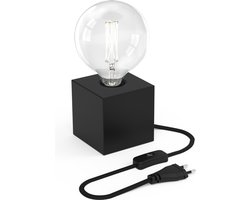 Calex Tafellamp Vierkant - Industrieel - E27 Fitting -  Zwart - Excl. lichtbron