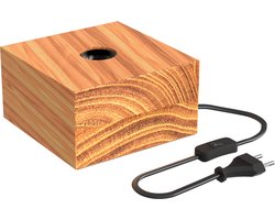 Calex Tafellamp Vierkant - Scandinavisch - E27 Fitting - FSC Hout - Excl. Lichtbron