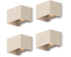Calex Venice Wandlamp - Buiten & Binnen - Warm Wit up & down Licht - verstelbare Lichtstraal - Waterdicht - Zandkleur - 4-pack