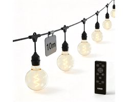 Calex Vista Lichtsnoer 10 meter XL - LED Lichtslinger 8 lampen - Grote Bulbs - Warm Wit Licht - Tuinverlichting - Sfeerverlichting