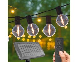 Calex Vista Solar Lichtsnoer voor buiten 10 meter - LED Lichtslinger met 20 lampjes - Warm Wit Licht - Zonne-energie Tuinverlichting - Sfeerverlichting voor de kerstdagen