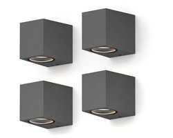 Calex Wandlamp Downlight Sanremo - GU10 - IP54 Water- en Stofbestendig - Geschikt voor Binnen en Buiten - Eenvoudige installatie - Rechthoek - Antraciet – 4-Pack