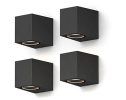 Calex Wandlamp Downlight Sanremo - GU10 - IP54 Water- en Stofbestendig - Geschikt voor Binnen en Buiten - Eenvoudige installatie - Rechthoek - Zwart – 4-Pack