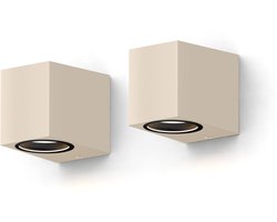 Calex Wandlamp Downlight Sanremo – GU10 – IP54 Water- en Stofbestendig – Geschikt voor Binnen en Buiten – Rechthoek – Zand – 2-Pack