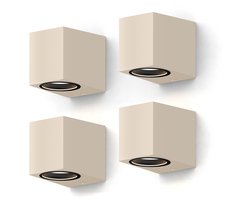 Calex Wandlamp Downlight Sanremo – GU10 – IP54 Water- en Stofbestendig – Geschikt voor Binnen en Buiten – Rechthoek – Zand – 4-Pack