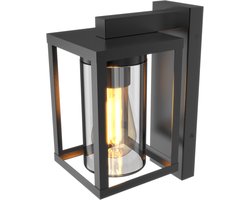 Calex Wandlamp Naples Inclusief lichtbron - E27 - Weerbestendige Buitenlamp - Dag/Nacht sensor - Eenvoudig te Monteren - Stijlvol Design - Zwart- Complete wandlamp