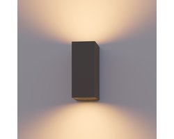 Calex Wandlamp Up & Downlight Bergamo - 2x GU10 - IP54 Water- en Stofbestendig - Geschikt voor Binnen en Buiten - Eenvoudige installatie - Rechthoek - Antraciet