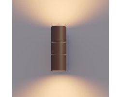 Calex Wandlamp Up & Downlight Turin - 2x GU10 - IP54 Water- en Stofbestendig - Geschikt voor Binnen en Buiten - Eenvoudige installatie - Cilinder - Roestkleur