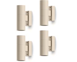 Calex Wandlamp Up & Downlight Turin - 2x GU10 - IP54 Water- en Stofbestendig - Geschikt voor Binnen en Buiten - Eenvoudige installatie - Cilinder - Zand – 4-Pack