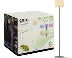 Calex Zonne-energie Vloerlamp Latina - Oplaadbaar - Solar - 150cm - Staande lamp voor Buiten - Draadloos - Dimbaar - Warm Wit Licht & RGB - Waterdicht - Decoratie voor Tuin - Sfeerverlichting - Zwart