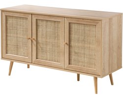 CALICOSY - 3-deurs dressoir met rieten kap L120 cm