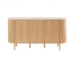 CALICOSY - Dressoir met 3 deuren en travertijn-look blad, L 160 cm - HELIOS