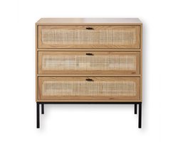CALICOSY - Dressoir met 3 lades gevel rotan 80x39x79cm