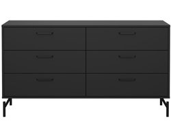 CALICOSY - Dubbele ladekast met 6 lades matzwart met metalen onderstel B138,7 cm – BORA