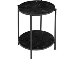 CALICOSY - Einde bank met effect Marmer Zwart en 2 dienbladen 40x57cm