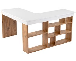 CALICOSY - Hoekbureau met 8 open opbergvakken aan de zijkant L130 cm - ORGANIS