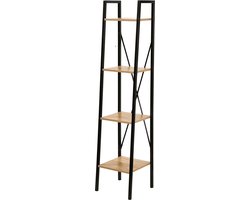 CALICOSY - Industriële plank met 4 niveaus in hout en metaal 34x33x148cm