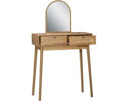 CALICOSY - Kapper met spiegel en 2 lades met rotan fronten L80 cm - ALIA