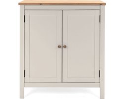 CALICOSY - Klein dressoir met 2 deuren, kasjmier- en eikenlook, B80 cm - LUND