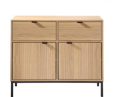 CALICOSY - Ladekast 2 Deuren 2 Lades - Houteffect - L90 x H79 cm