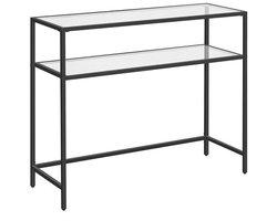 CALICOSY - Metaalconsole met 2 glazen planken L90 cm - SELIA