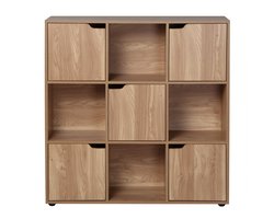 CALICOSY - Meuble 9 cases avec 5 portes décor bois L88,8 cm - MODU