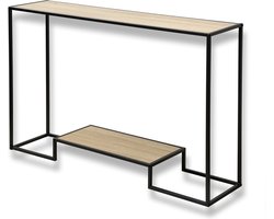 CALICOSY - Moderne console met 2 spaanplaat planken en stalen structuur 120x30x80cm