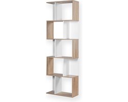CALICOSY - Multi shelf boekenkast in hout en wit decor 60x24x180cm