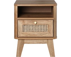 CALICOSY - Nachtkastje 1 Lade met Rotan Front en 1 Open Vak L39 cm - PALMO