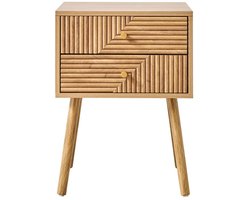 CALICOSY - Nachtkastje 2 lades met lamellenfronten in L-vorm, L45 cm - EDEN