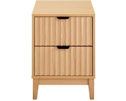 CALICOSY - Nachtkastje met 2 lades en geribbelde fronten H52 cm - BOLOGNE