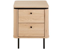 CALICOSY - Nachtkastje met 2 lades en zijkanten met groefeffect H55 cm - MALAGA