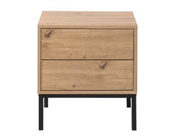 CALICOSY - Nachtkastje met 2 lades in eiken decor 45x50x40cm