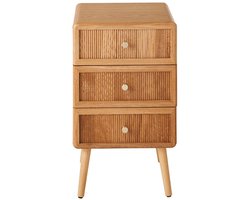 CALICOSY - Nachtkastje met 3 lades en latteneffect front H71 cm - AVA
