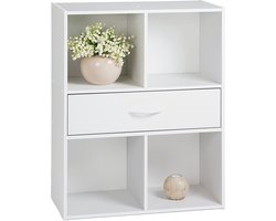 CALICOSY - Opbergrek met 4 vakken en een lade in drie kleuren 62x30x80cm