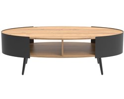 CALICOSY - Ovale salontafel met zwarte metalen zijkanten L120 cm - EKLO