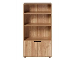 CALICOSY - Plankenkast met 3 niveaus en opbergruimte met 2 deuren H120 cm - MODU